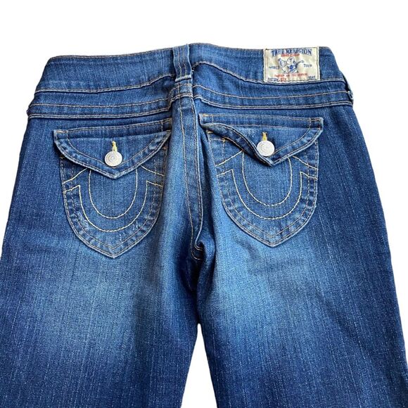 Y2K True Religion Women's Size 27x34 Joey Flare Jeans Low Rise Denim Distressed - Picture 6 of 12
